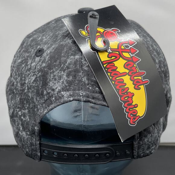 World Industries Willy Flameboy Skateboard Snapback Hat Cap Black Acid Wash Rare - Picture 9 of 10